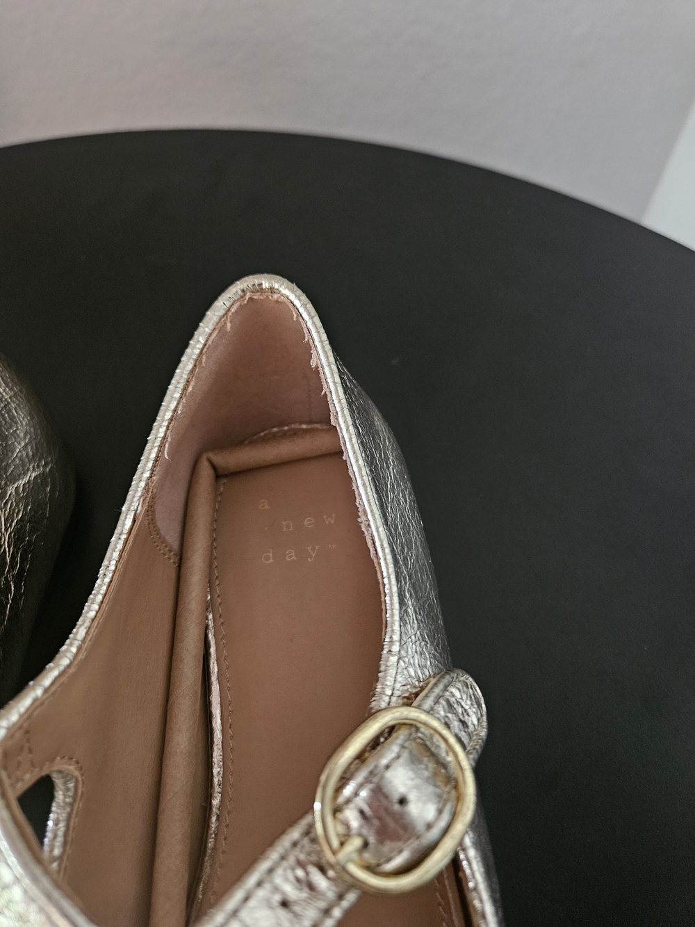 ✨ NWT A New Day Tasmin Metallic Gold Crisscross Mary Jane Flats ✨ Womans Size 7 - Picture 8 of 16